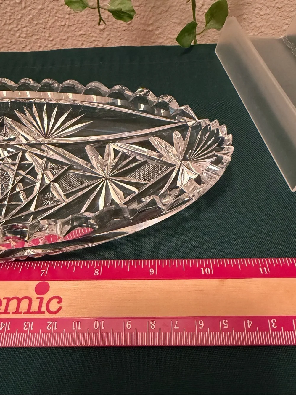 Crystal cut glass oval dish, American Brilliant Period (ABP) 10.5 x 4.3 x 1.5 in
